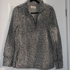 Half Zip Faux Shearling Pullover with Pockets!